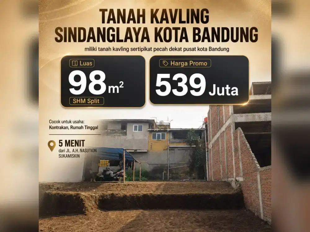 Peluang Menarik! Tanah SHM + PBG 98 m² di Sindanglaya, Kota Bandung Dekat A.H. Nasution