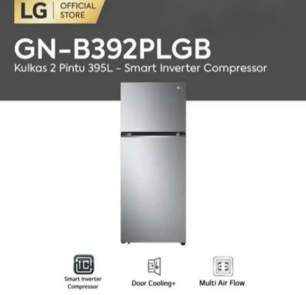 KULKAS 2 PINTU LG SMART INVERTER GN-B392PLGB