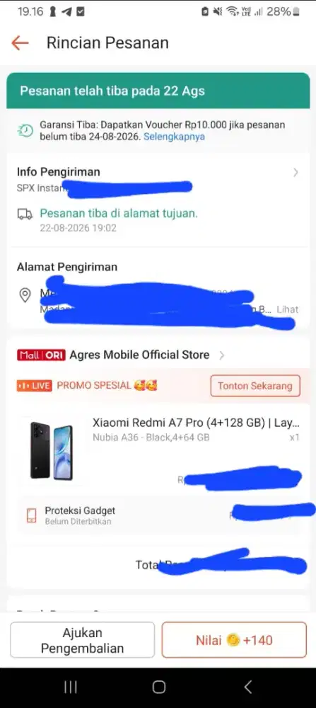 Jual Nubia A36 64gb