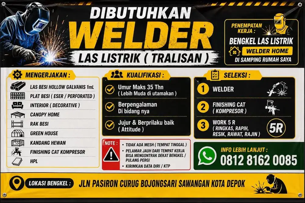 DI BUTUHKAN WELDER ( Las Listrik )