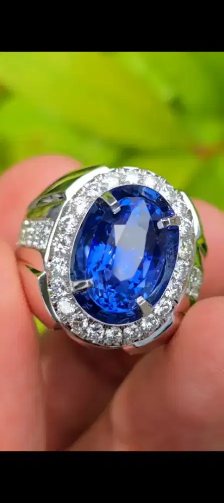Sepasang Cincin Permata Sapphire paparaca dan blue Sapphire