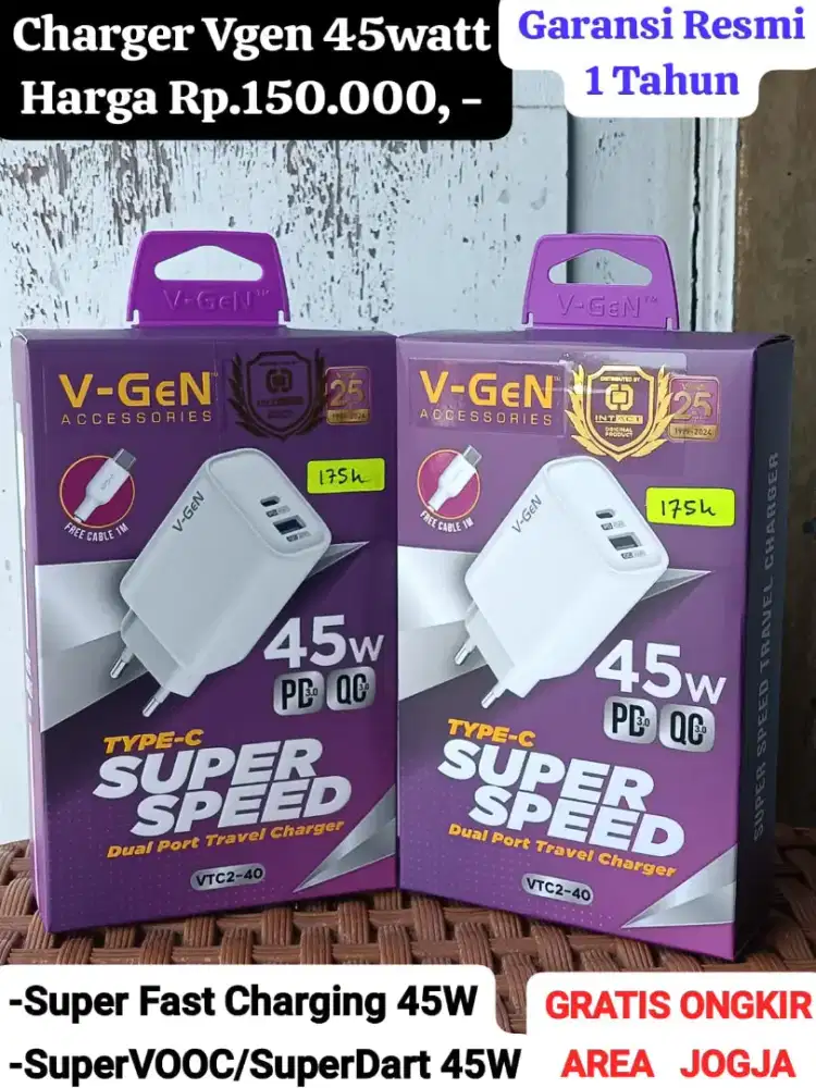 Charger Vgen 45watt For Samsung SUPER FAST CHARGING ( BISA COD )