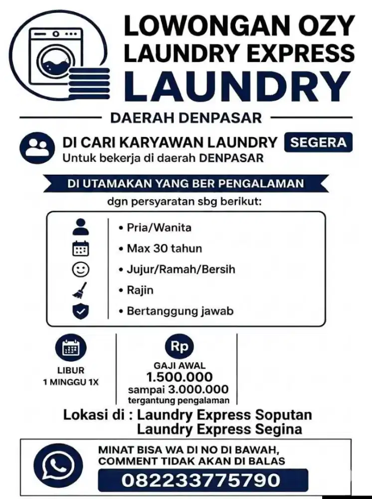 LOWONGAN KERJA LAUNDRY