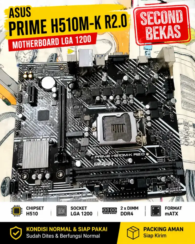 MOTHERBOARD SECOND ASUS PRIME H510M-K R2.0 | LGA 1200 | H510 | NVMe