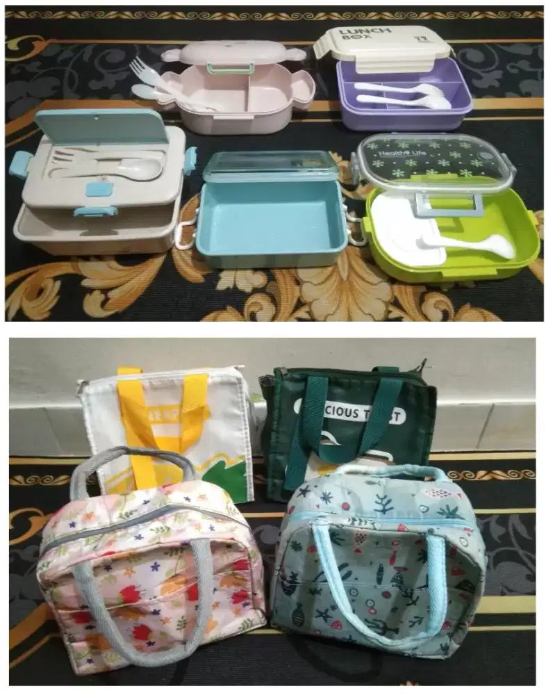 Di Jual Paket 5 Tempat Makan & 4 Tas Bekal, kondisi masih bagus.
