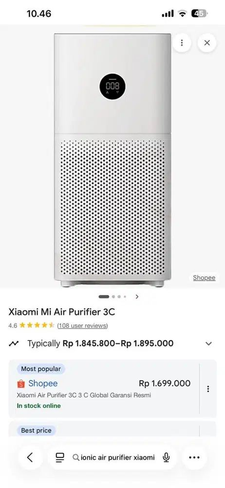 AIR PURIFIER XIAOMI 3c punya sendiri