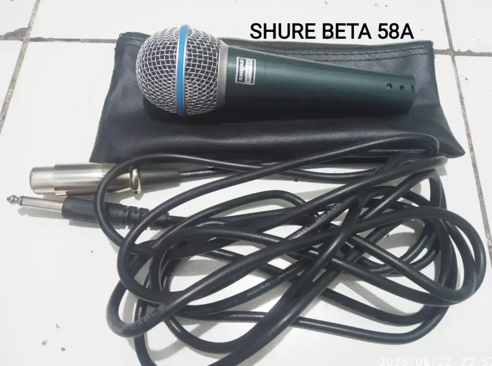 Microphone Shure Beta 58A mulus bersih+kabel vokalis akustik organ