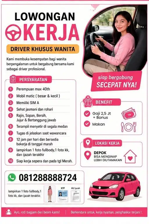 Dicari driver wanita