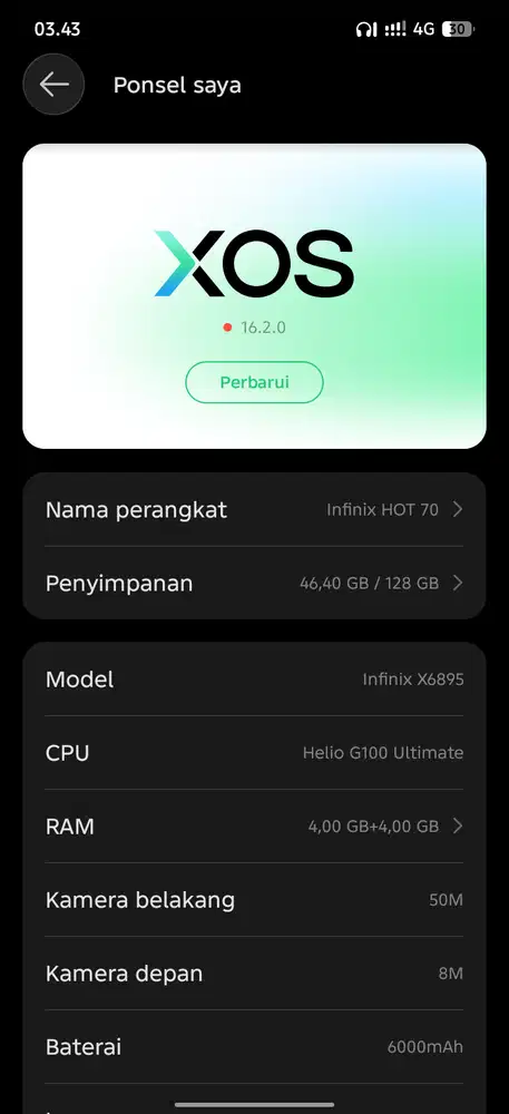 Infinix Hot 70 4+4/128