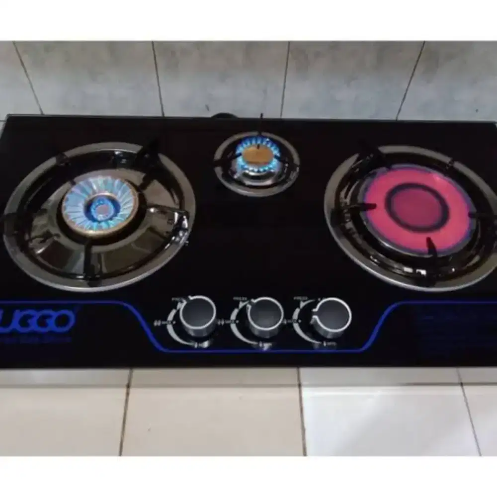 Kompor Gas kaca 3 tungku suggo SG 301 infrared/ kompor gas tanam duduk