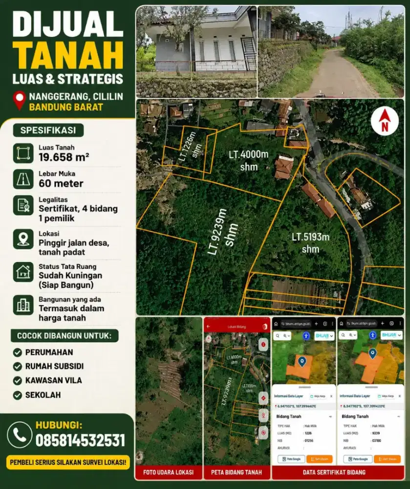 Tanah di jual cepat lokasi di nanggerang cilILin bandung barat