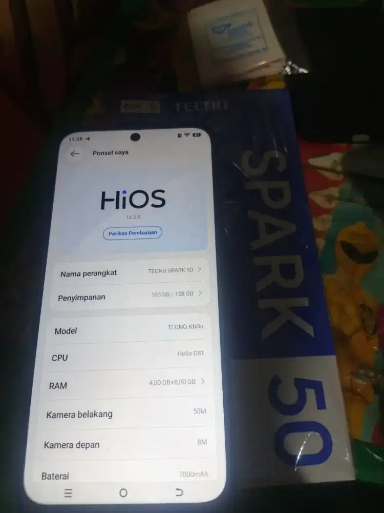 Tecno spark 50 ram 4+8 128 pakaian seminggu