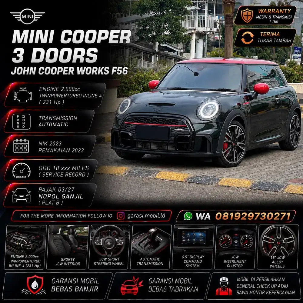 Mini Cooper John Cooper Works F56 2023 / JCW / Odo 10rbu Miles