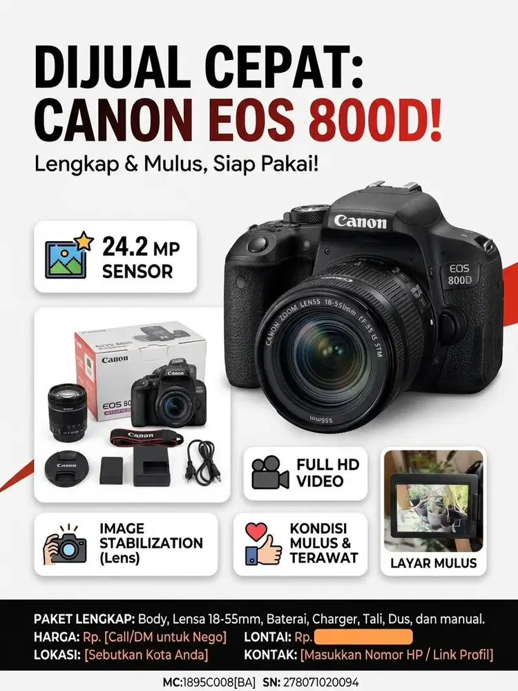 Kamera Dslr Canon 800d