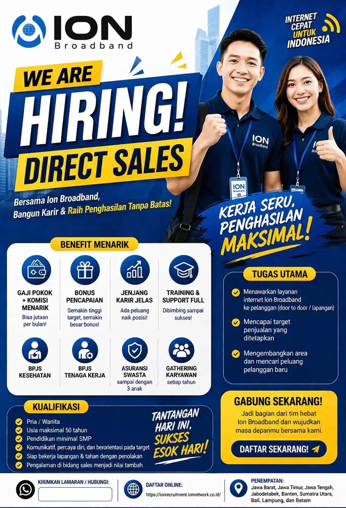 Dibutuhkan DS ( Direct Sales ) Yang Niat Kerja Bukan Main2