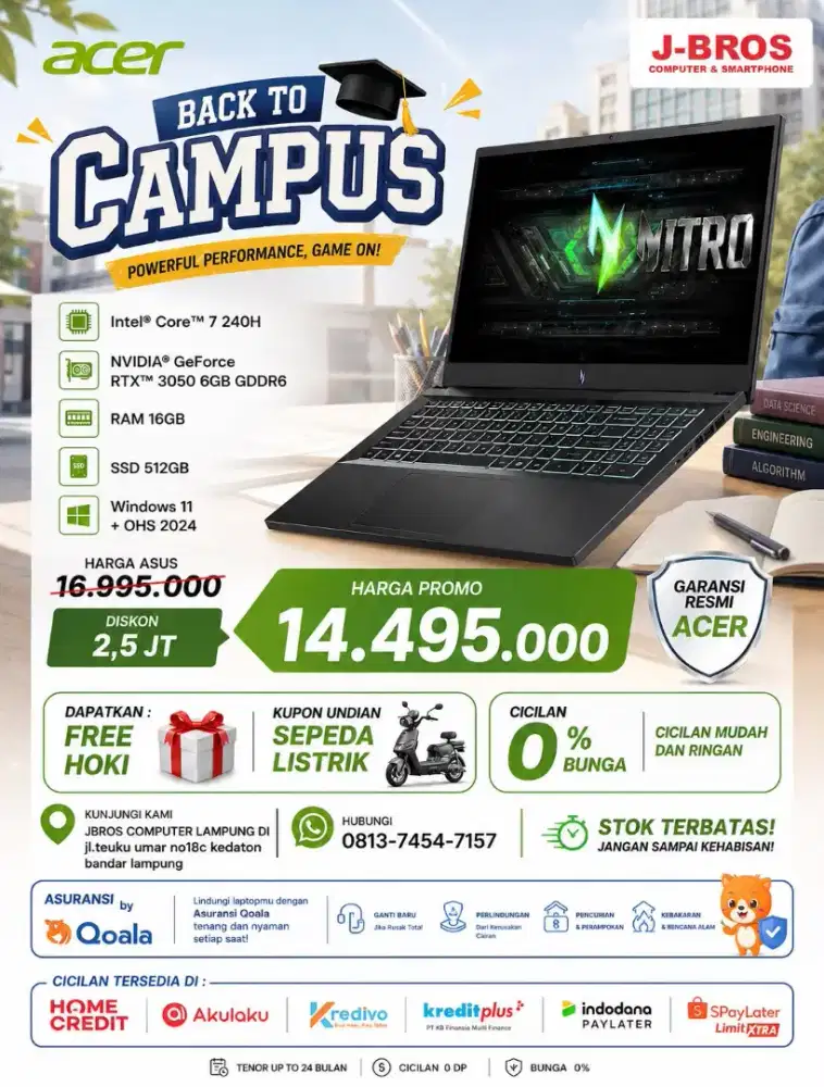 PROMO KREDIT LAPTOP ACER BY  HOME CREDIT TANPA DP GRATIS 2X CICILAN