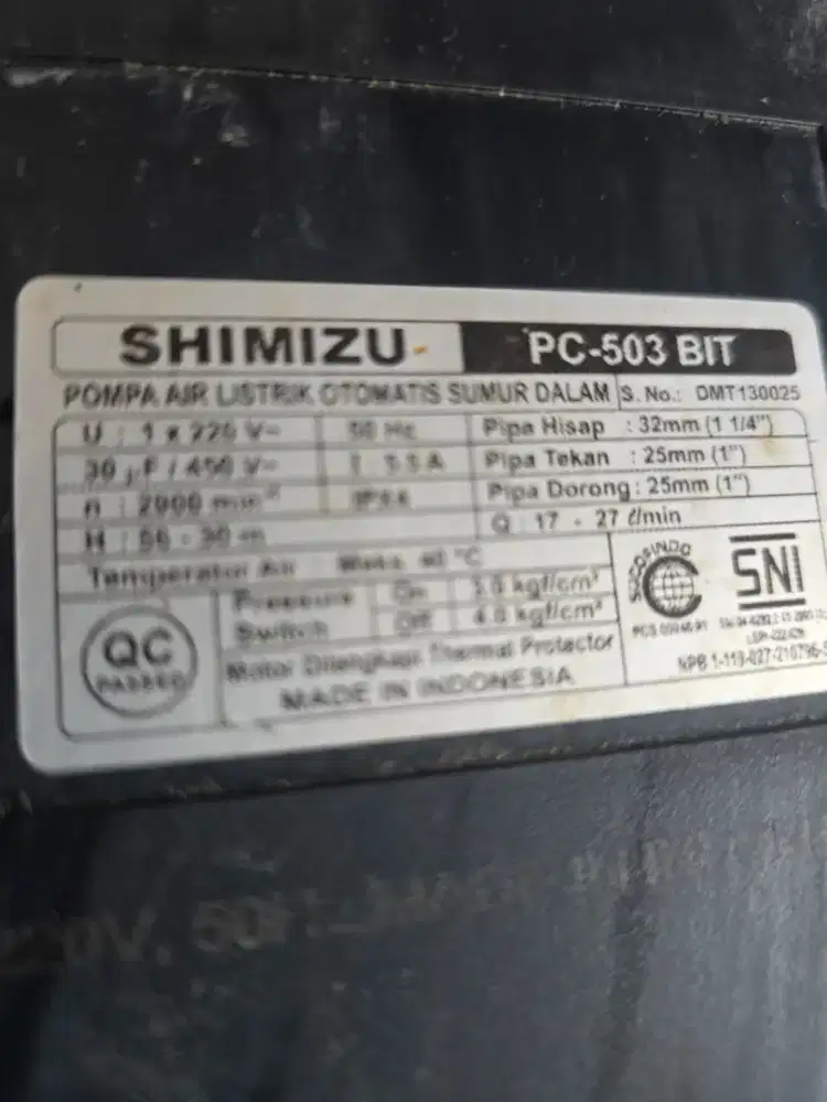 MESIN AIR JET PUMP SIMIZU 503 BIT