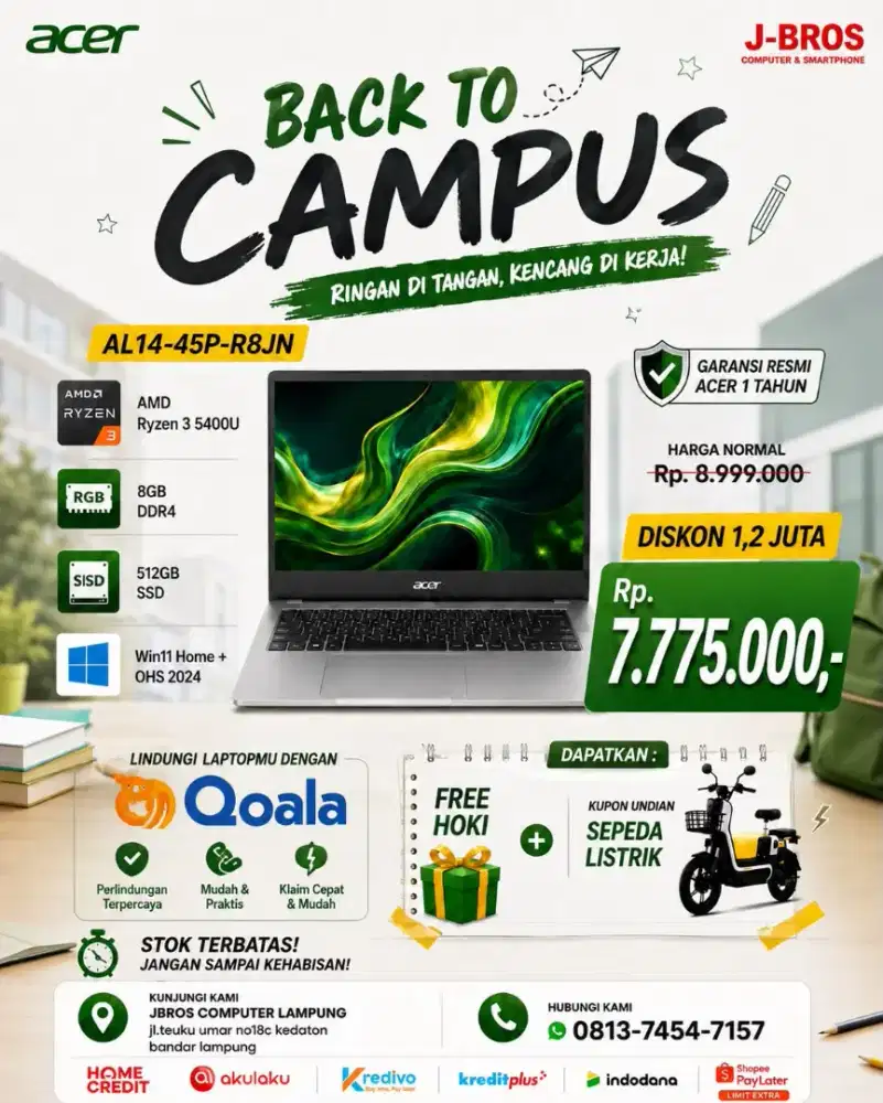 PROMO KREDIT LAPTOP ACER BY  HOME CREDIT TANPA DP GRATIS 2X CICILAN