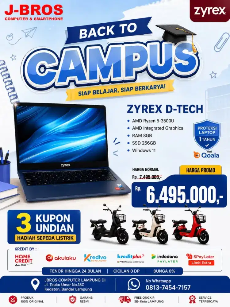 PROMO KREDIT LAPTOP ZYREX BY  HOME CREDIT TANPA DP GRATIS 2X CICILAN