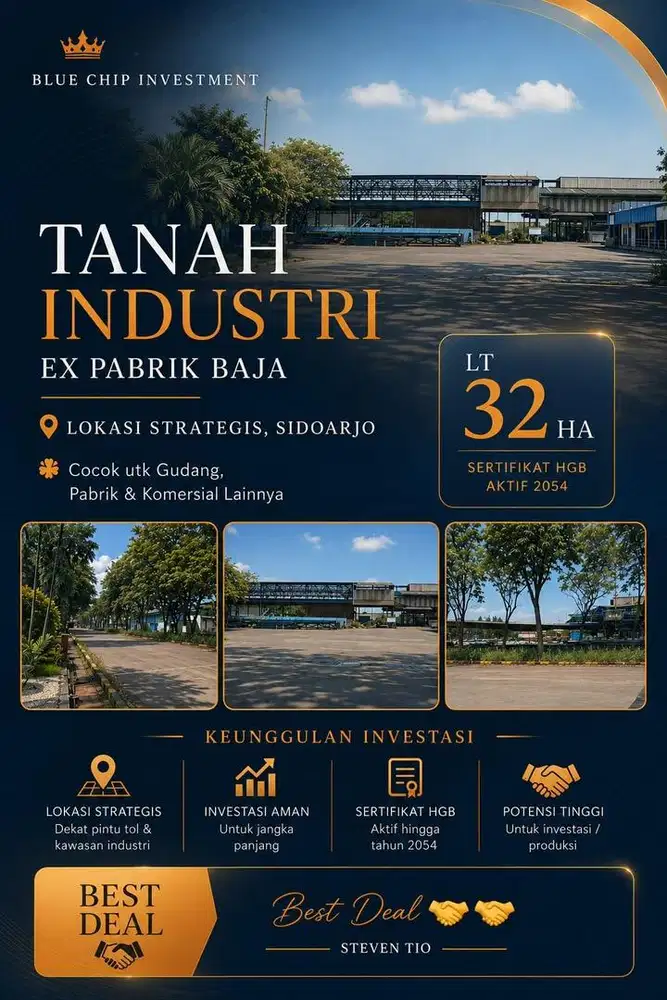 DIJUAL SUPER LANGKA UNTUK INVESTASI TANAH INDUSTRI EX PABRIK SIDOARJO