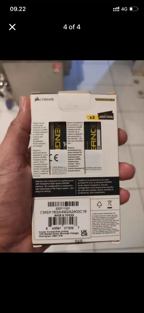 Sodimm corsair ddr4 2400mhz 2pcs (8gb)