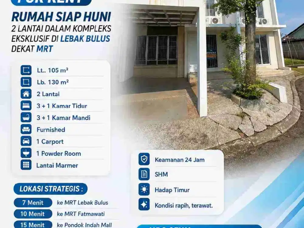 jarang ada fully furnished rumah disewakan di Lebak bulus jakarta selatan