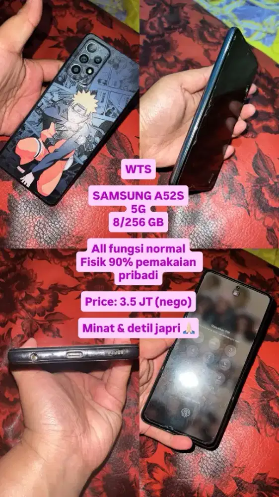 Jual hp Samsung A52s 5G ada NFC ram/memori 8/256