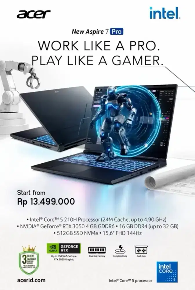 New Produk Acer Aspire 7 pro Cicilan bunga 0% Hanya di KLA Komputer