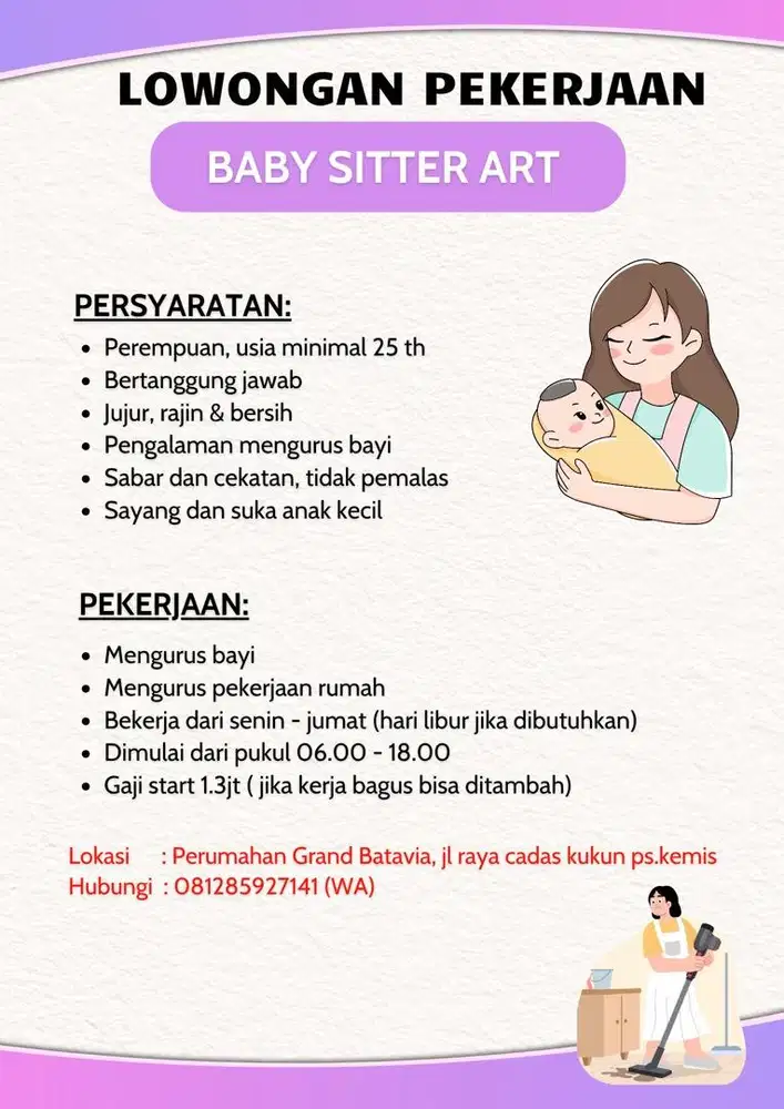 Lowongan baby sitter art