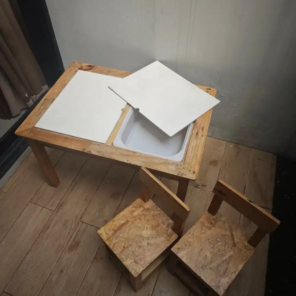 Sensory Table / Meja Belajar Sensory Anak Kayu