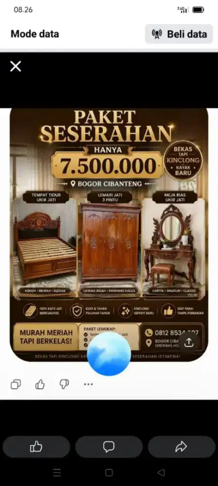 Packet seserahan jati tempat todur lemari meja ruas bekas speeti baru