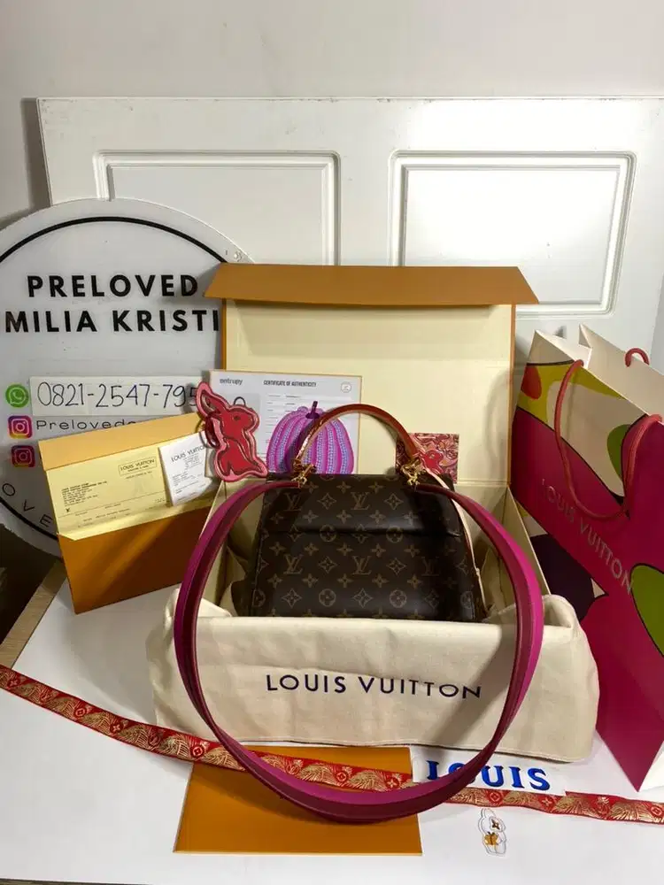 Preloved Cluny BB Monogram Canvas Handbag Fuchsia authentic