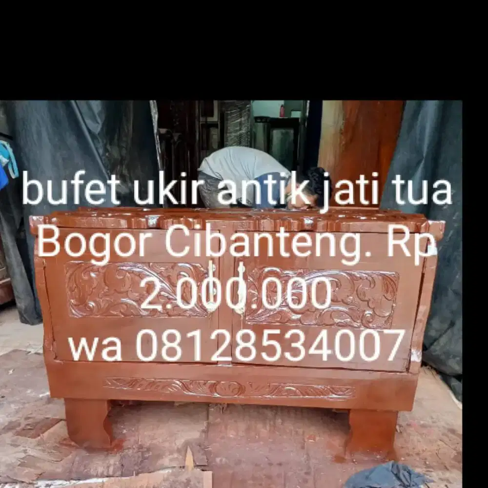 Lemari buffet ukir jati antik tua bekas bagus bogor