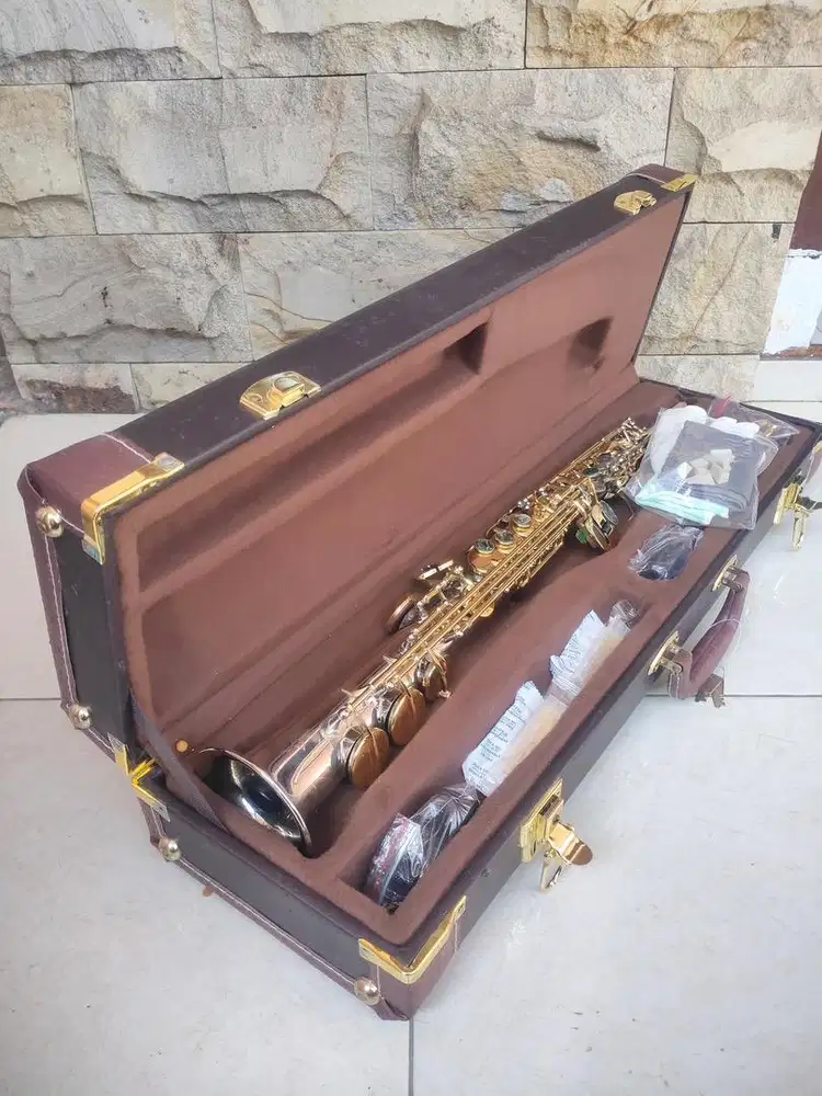 Saxophone Sopran Boston Silver Gold Mewah