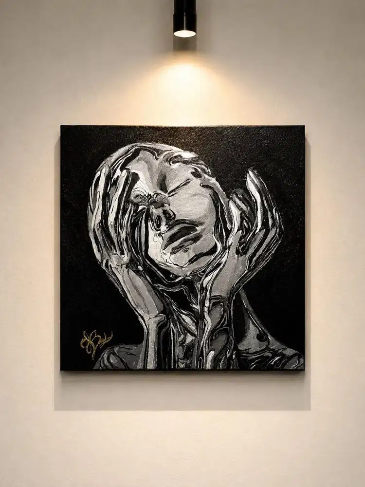 Original Acrylic Painting 25x25cm – Dark Surreal Artwork