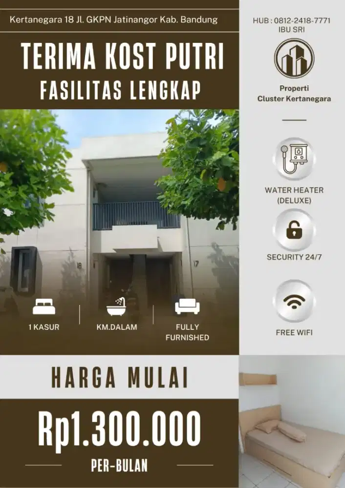Kos putri eksklusif,lingkungan aman nyaman bersih