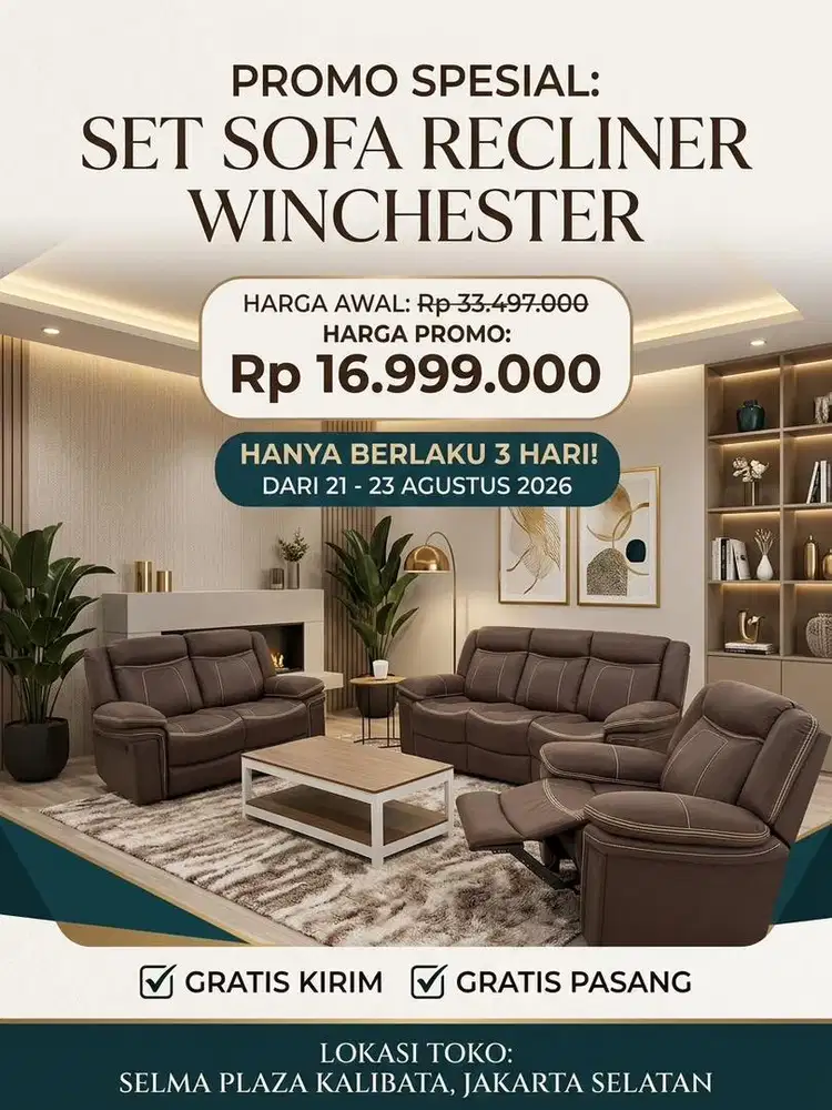 SOFA SET RECLINER MURAH PROMO BANTING HARGA