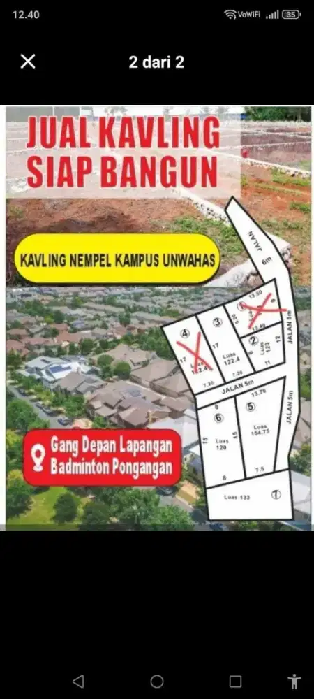 Tanah kapling murah nempel kampus unwahas gunungpati