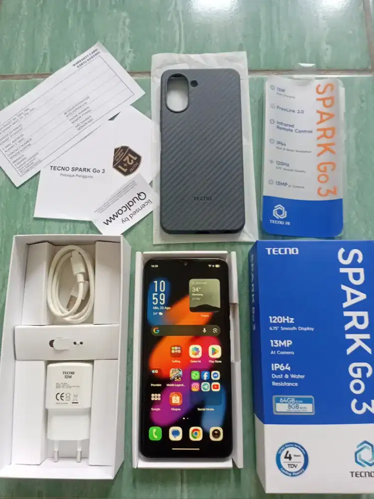 Hp Tecno Spark Go 3 Ram 4+4/64GB Fullset