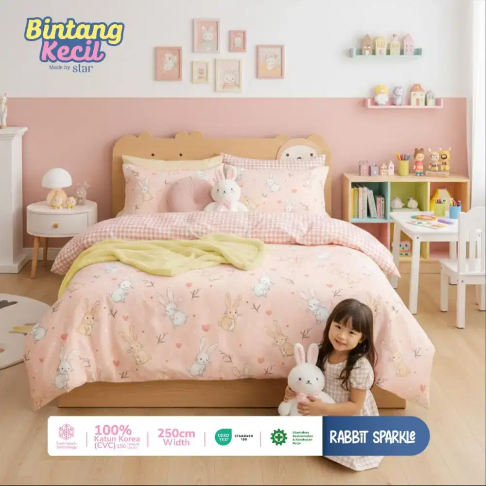 Set sprei anak motif katun kelinci