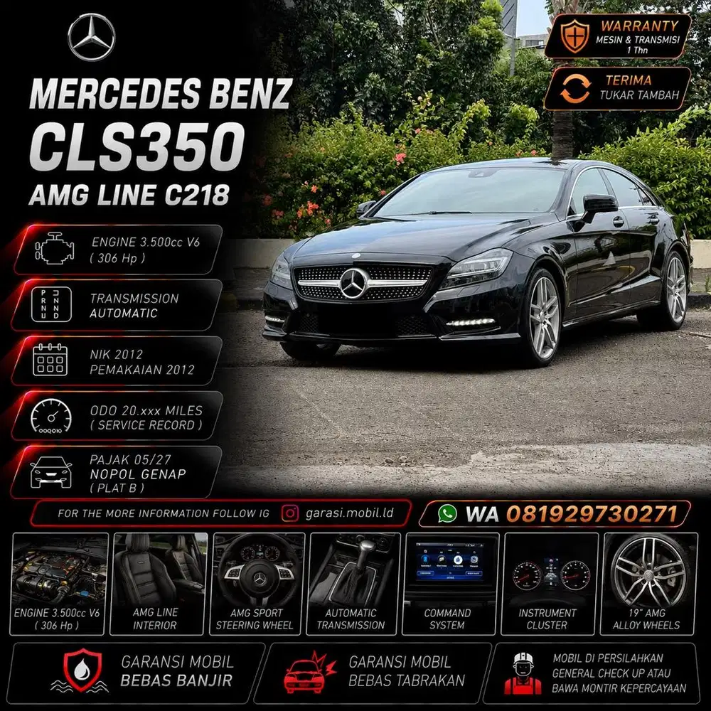 Mercy CLS350 AMG Line C218 2012 / Odo 20rbu Miles