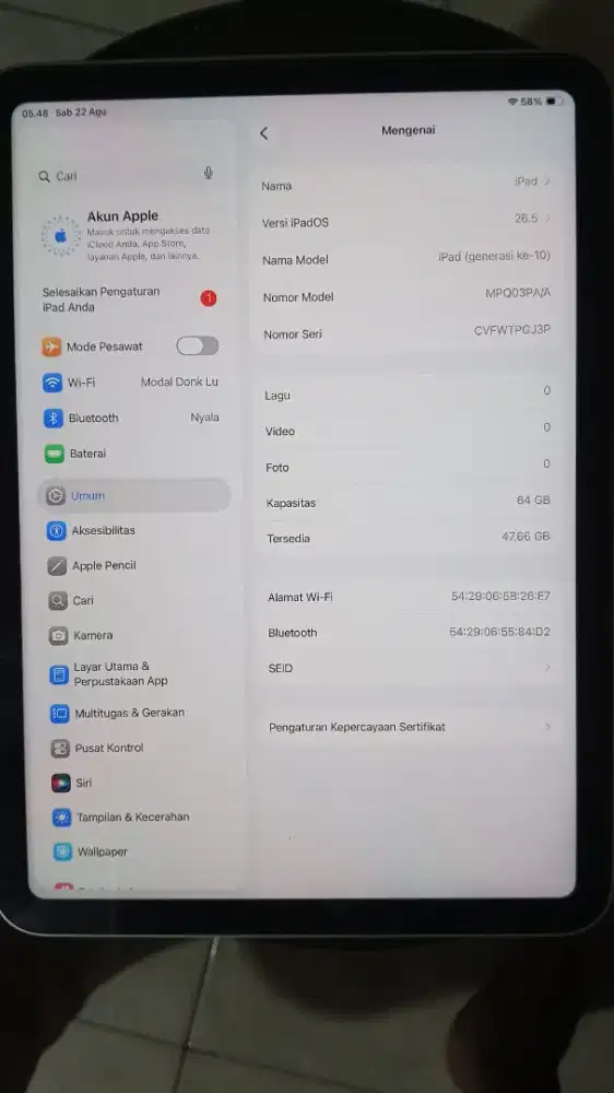 IPAD GEN 10 BEKAS