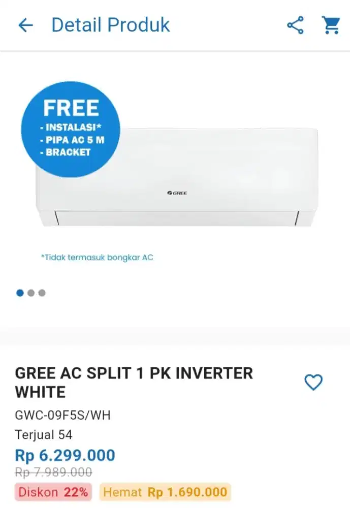 CICILAN GREE AC SPLIT 1 PK INVERTER