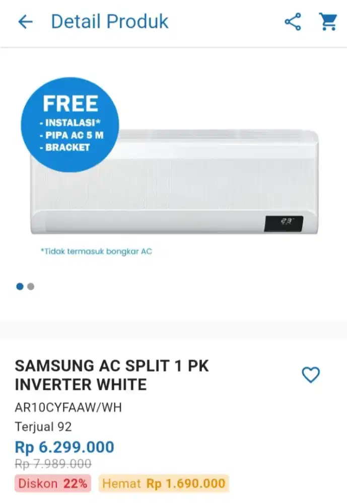 CICILAN SAMSUNG AC SPLIT 1 PK INVERTER