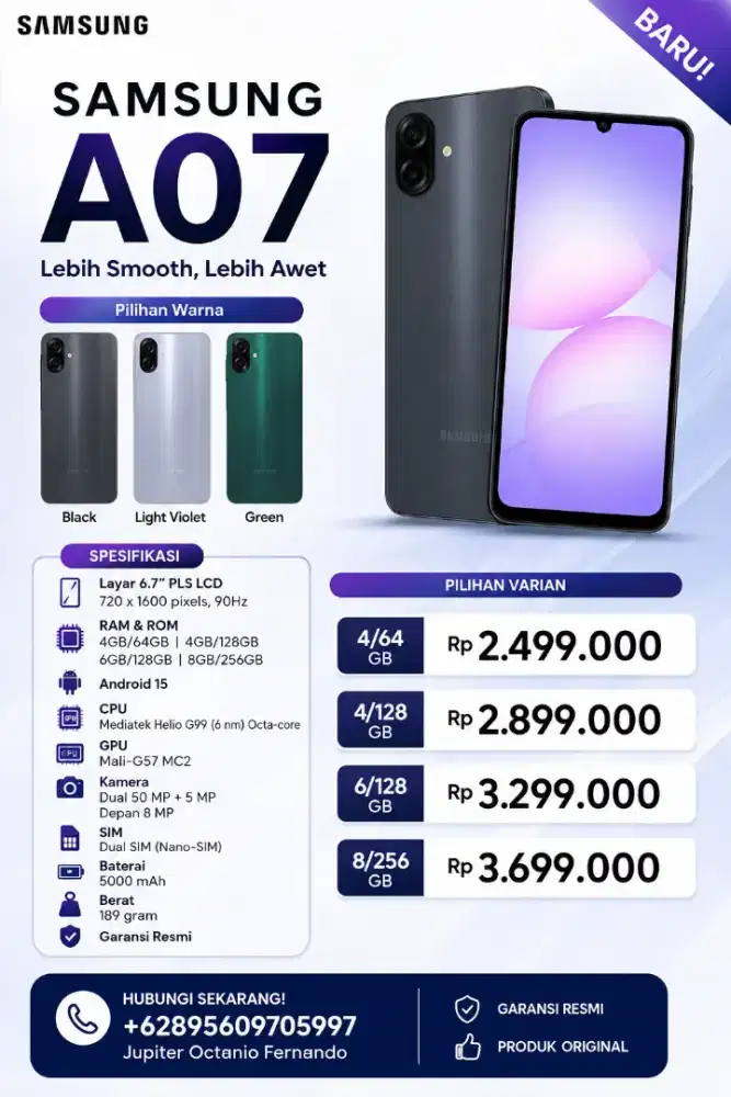 Samsung a07 cash, kredit dan tukar tambah