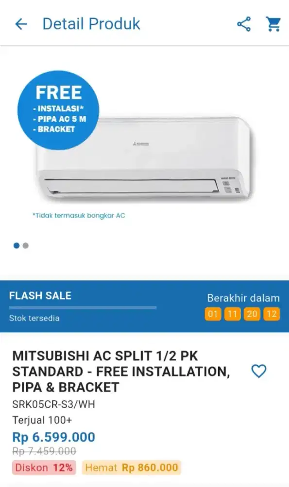 CICILAN MITSUBISHI AC SPLIT 1/2 PK STANDAR
