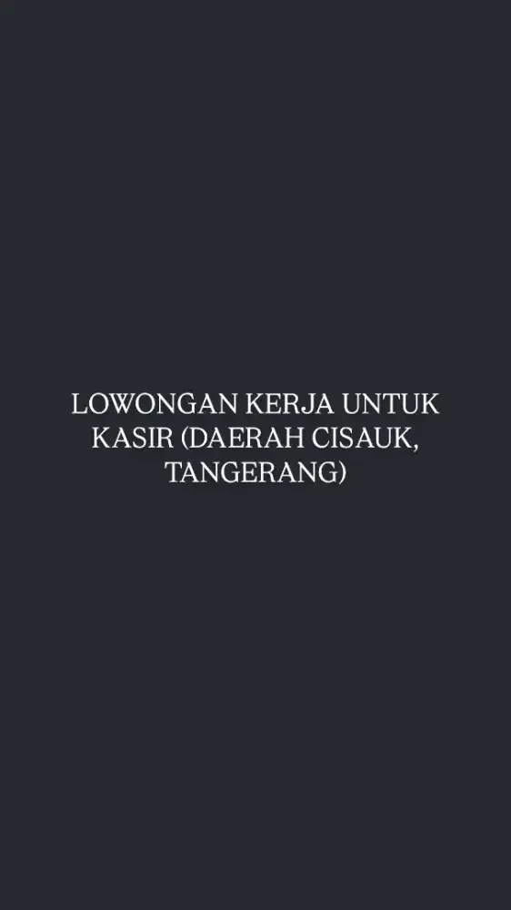 LOWONGAN KERJA UNTUK KASIR (PEREMPUAN) DI KANTIN KAMPUS