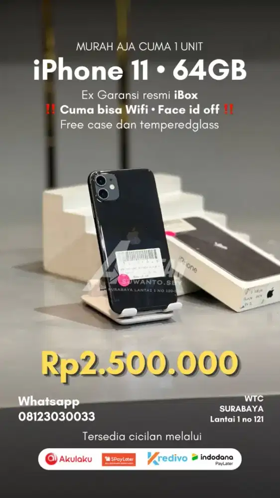 iphone 11 64gb ibox minus face id dan sinyal