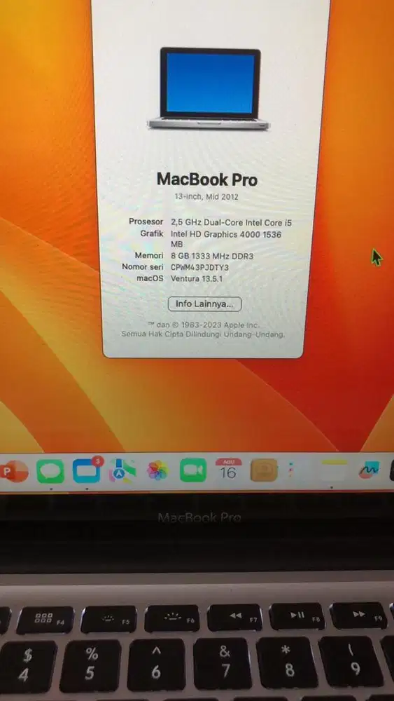 Macbook pro murah sudah upgrade os ventura