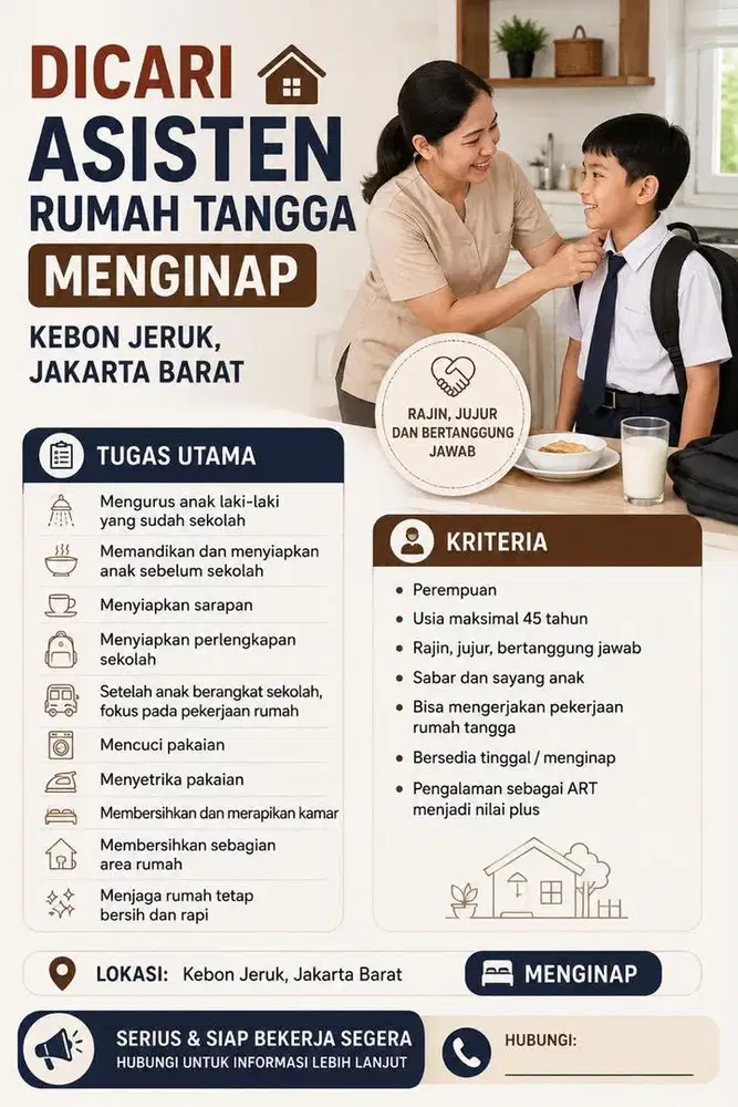 Lowongan ART & Urus Anak